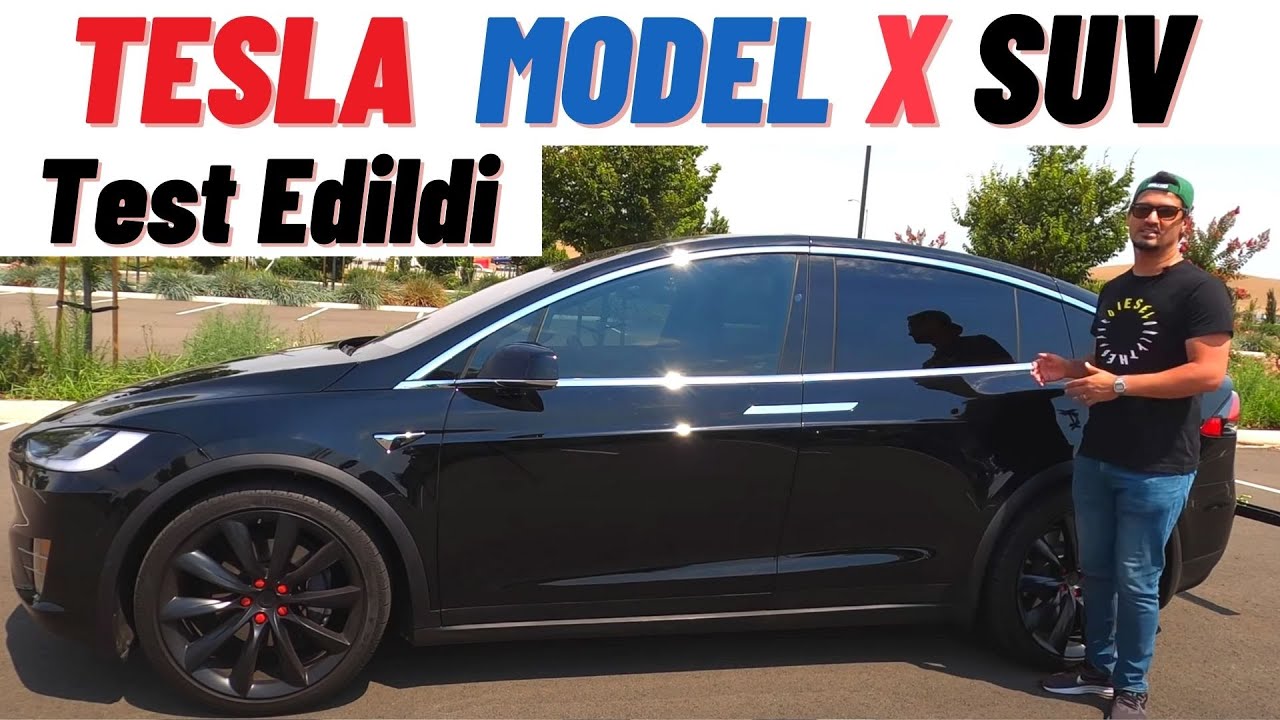 Elektrikli Araba Tesla Model X inceleme. Elektrikli SUV araba. Test sürüşü.