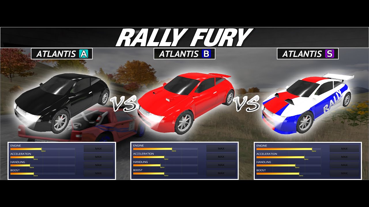 Rally Fury ATLANTIS A vs ATLANTIS B vs ATLANTIS S Test What's the Difference in each Rank!