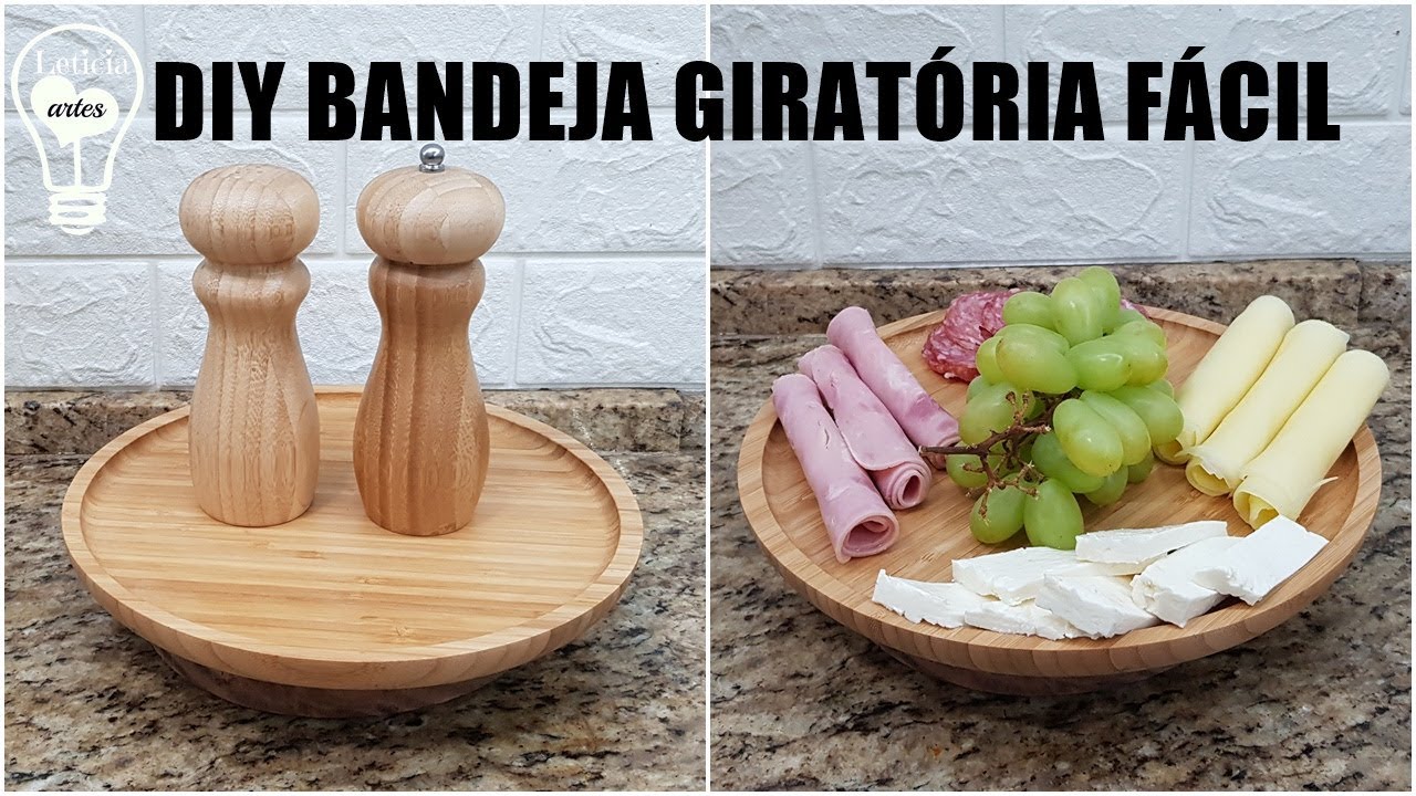 DIY BANDEJA GIRAT&Oacute;RIA DE BAMBU F&Aacute;CIL #LETICIAARTES