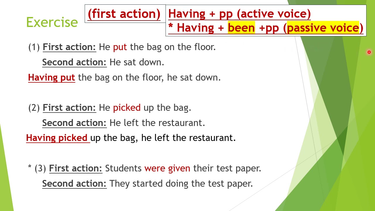S3 Having + past participle