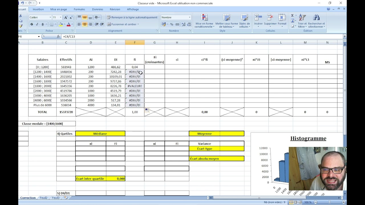 Exercice corrigé - Statistiques descriptives - Étude des inégalités salariales (INSEE - 2020)