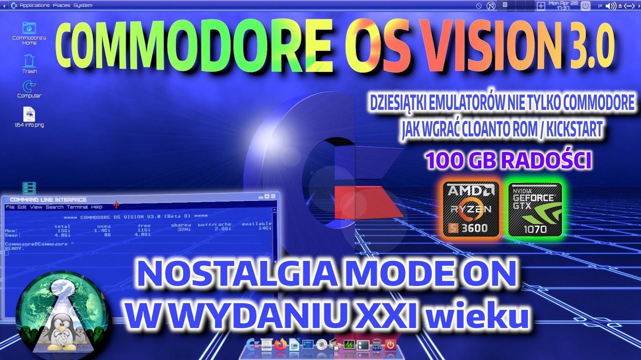 Commodore w XXI wieku Test Linux COMMODORE OS VISION 3.0 - HARD NOSTALGIA mode on :D Bare metal show