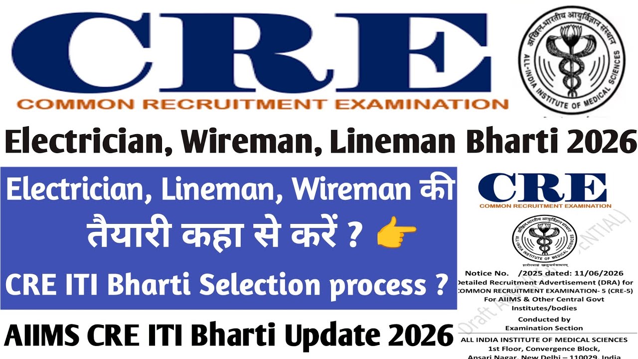 AIIMS CRE ITI Electrician/Wireman Vacancy 2026 | Full Details | Eligibility, Salary, Syllabus