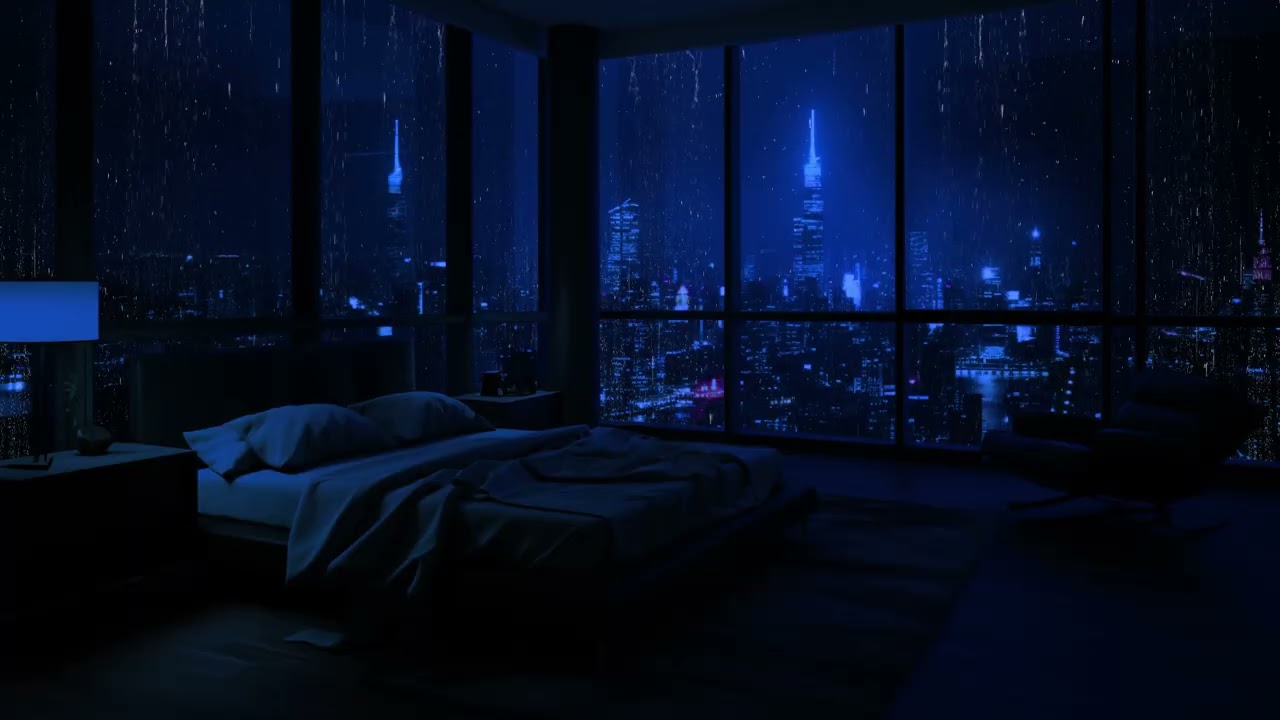 24-Hour Rain on Window 💤 – Drift Off to the Serenity of a Rainy City Night
