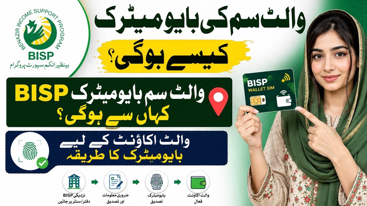 BISP Wallet Sim Biometric | BISP biometric kaisy krain | Wallet sim activation| BISP