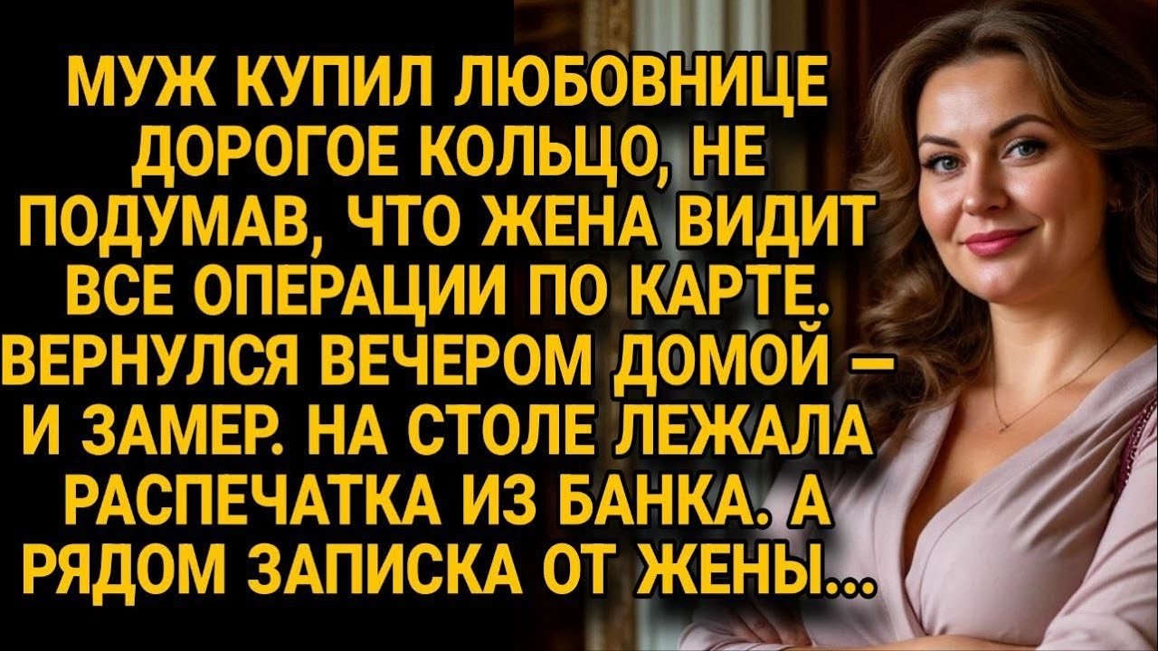 Муж купил кольцо любовнице забыв что карта общая , но записка жены всё изменила