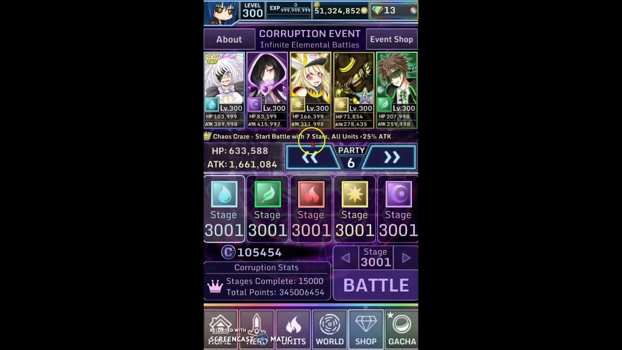 Gacha World Flexing - Total Corruption Mode Level 15,000 (Also Total Boss Mode Level 8,010)