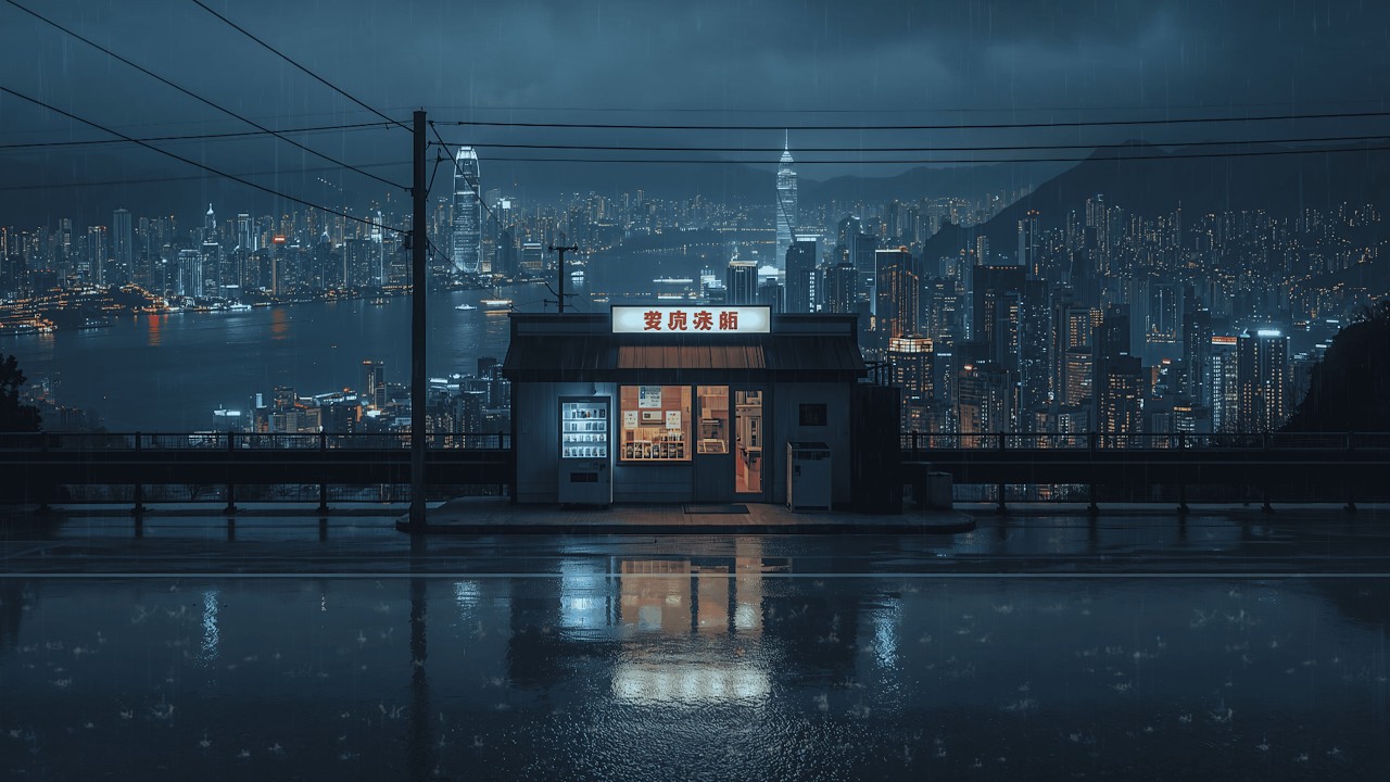 Rain Echoes Through Osaka 🌧️ — via 90s Lofi Calm Study Mood | 4K