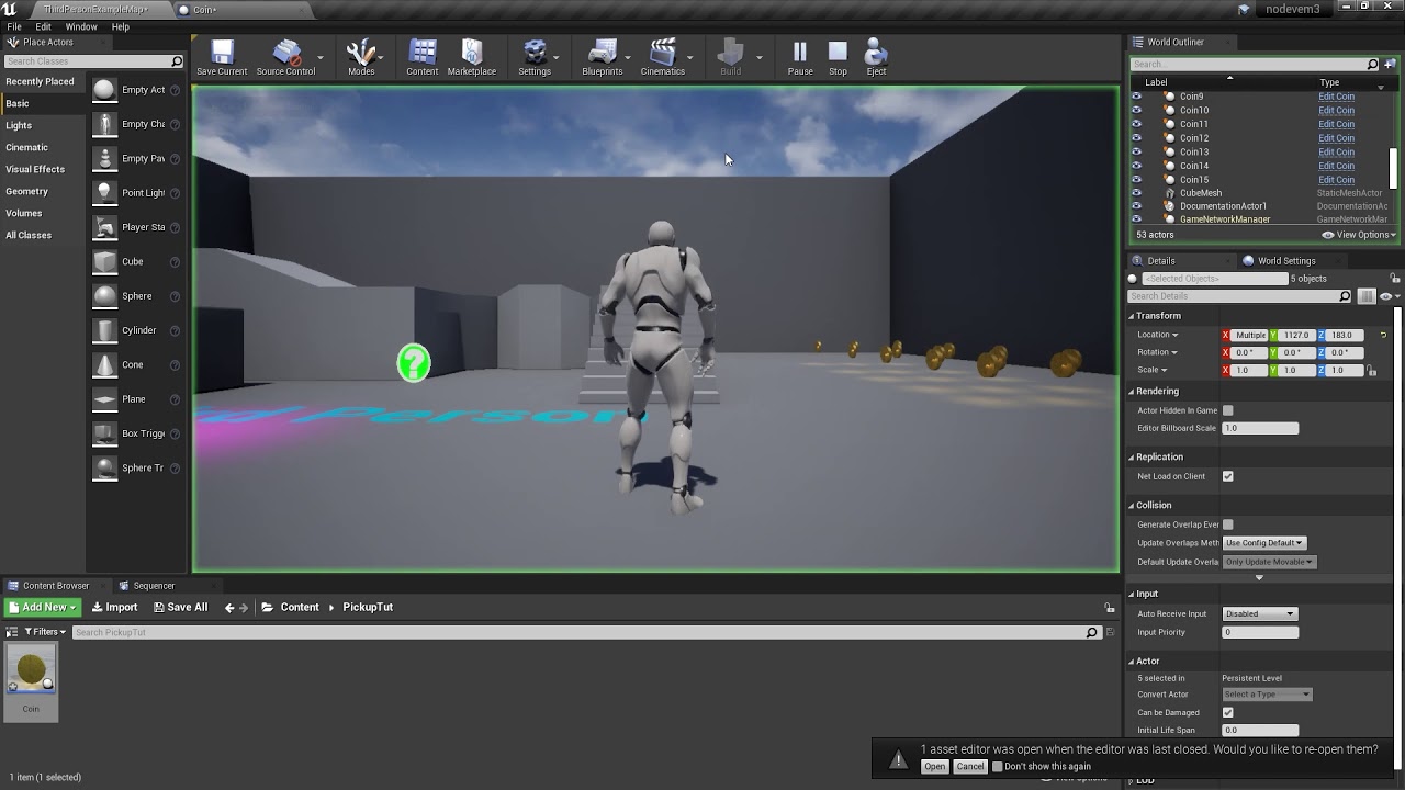 Make Coins and Coin Counter HUD in Unreal Engine --- Nodvember 4/30