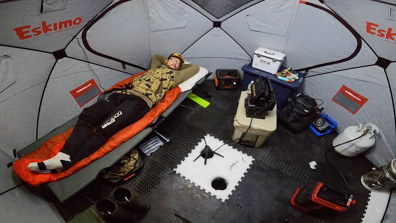 Solo Ice Camping in a Large Off-Grid Insulated Tent