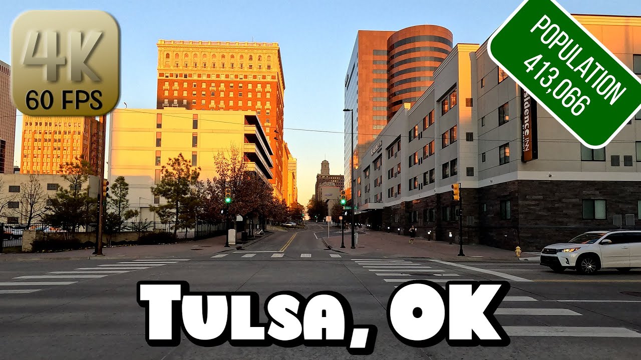Driving Around Downtown Tulsa, Oklahoma in 4k Video