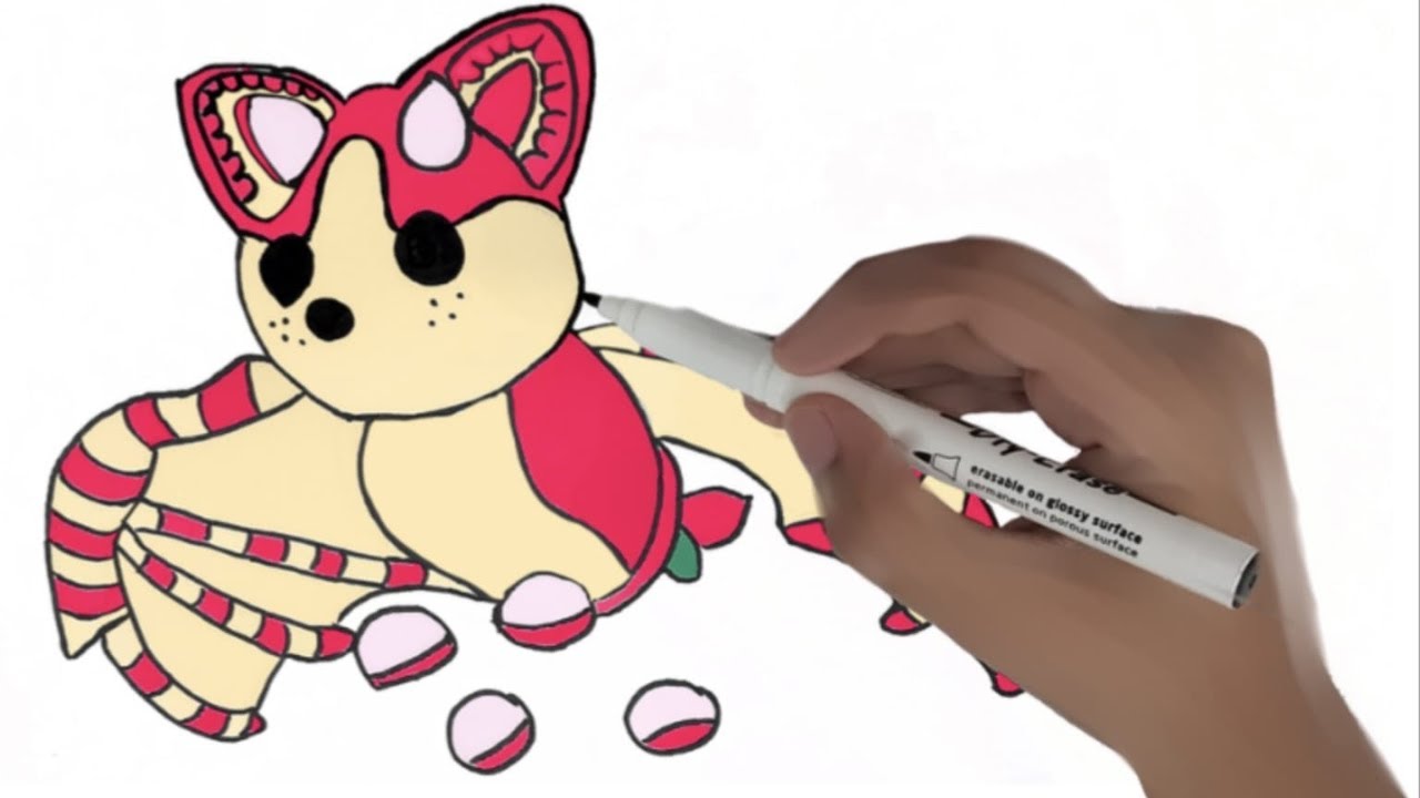 How to Draw Roblox adopt me pet | Strawberry Bat Dragon | Step By Step Drawing
