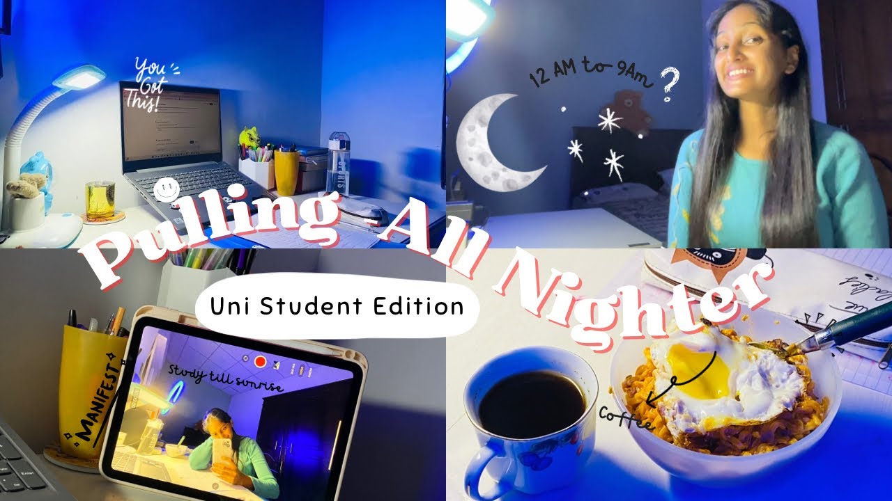 STUDY VLOG : Pulling an ALL- NIGHTER with me 💤 Lots of studying ,being Productive ☕🌙*STUDY WITH ME*