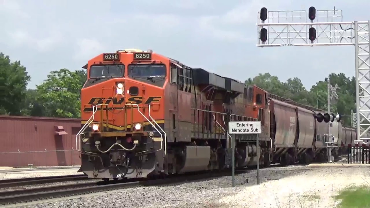 BNSF Galesburg, IL Hot day lots of trains June 29, 2019