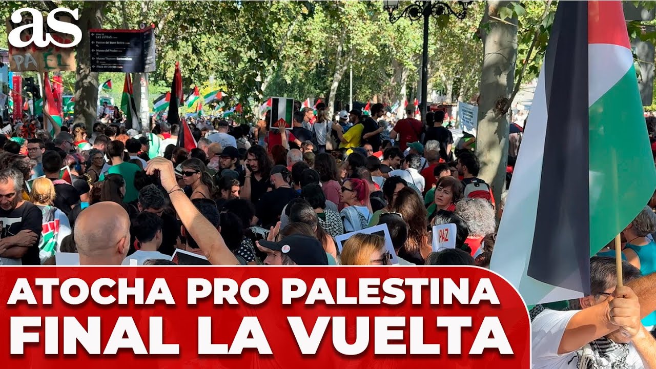 ATOCHA en ALERTA: manifestantes PRO PALESTINA invaden la estación ANTES del paso de LA VUELTA