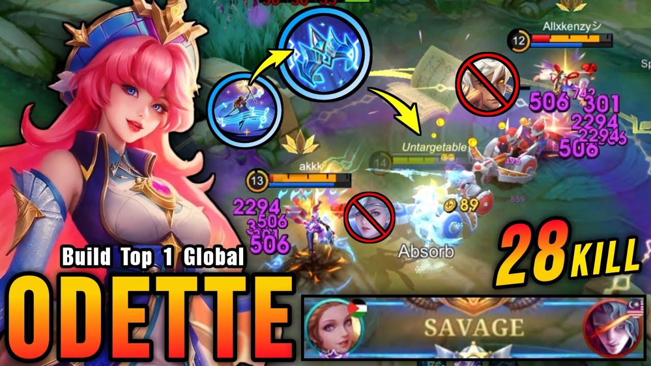 28 Kills + SAVAGE!! Odette with Winter Crown Auto SAVAGE!! - Build Top 1 Global Odette ~ MLBB