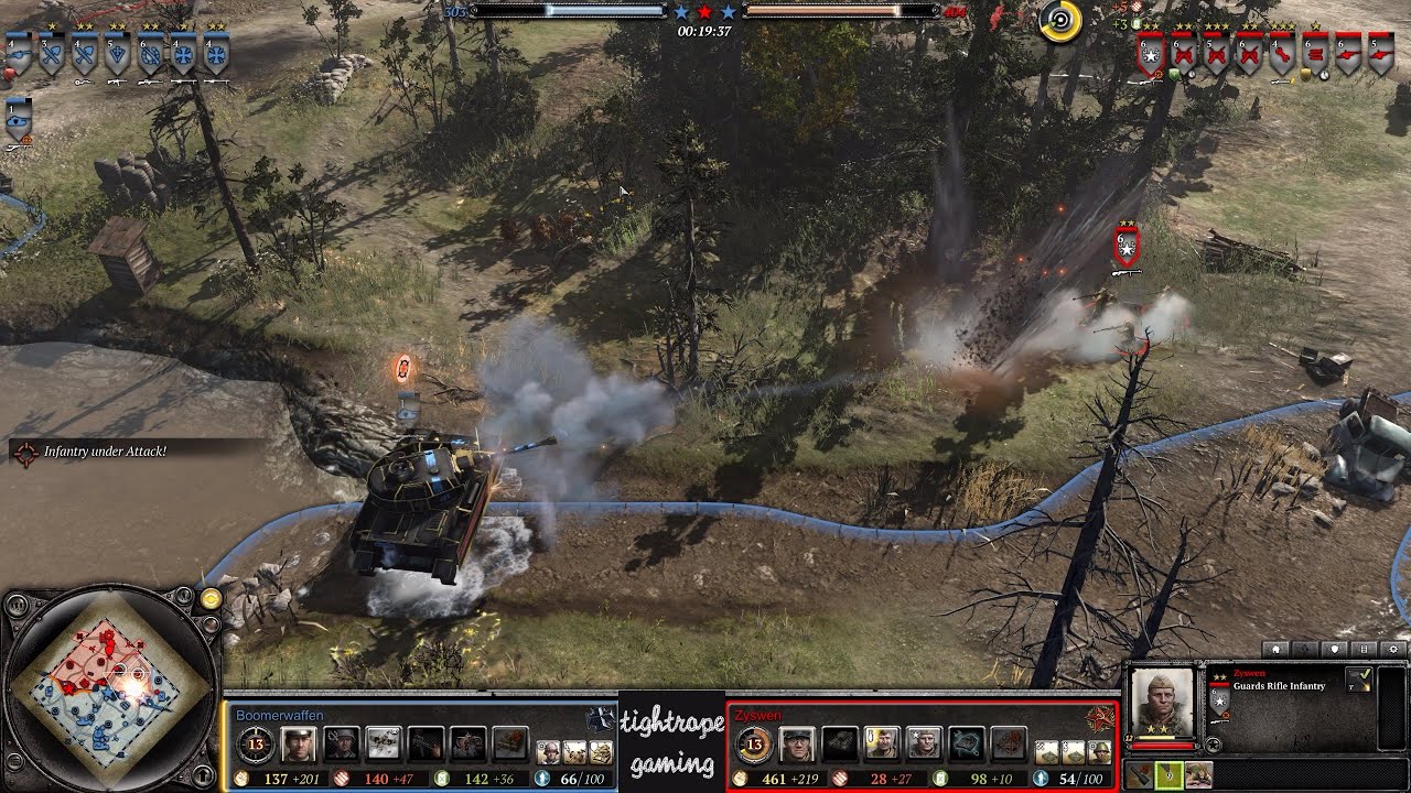 COH2 1v1 Boomerwaffen (OK) vs Zyswen (SU)