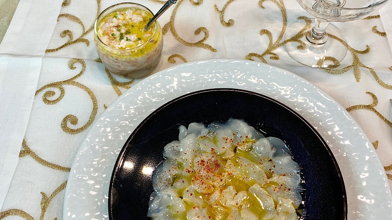 Carpaccio de St Jacques et tartare de langoustines