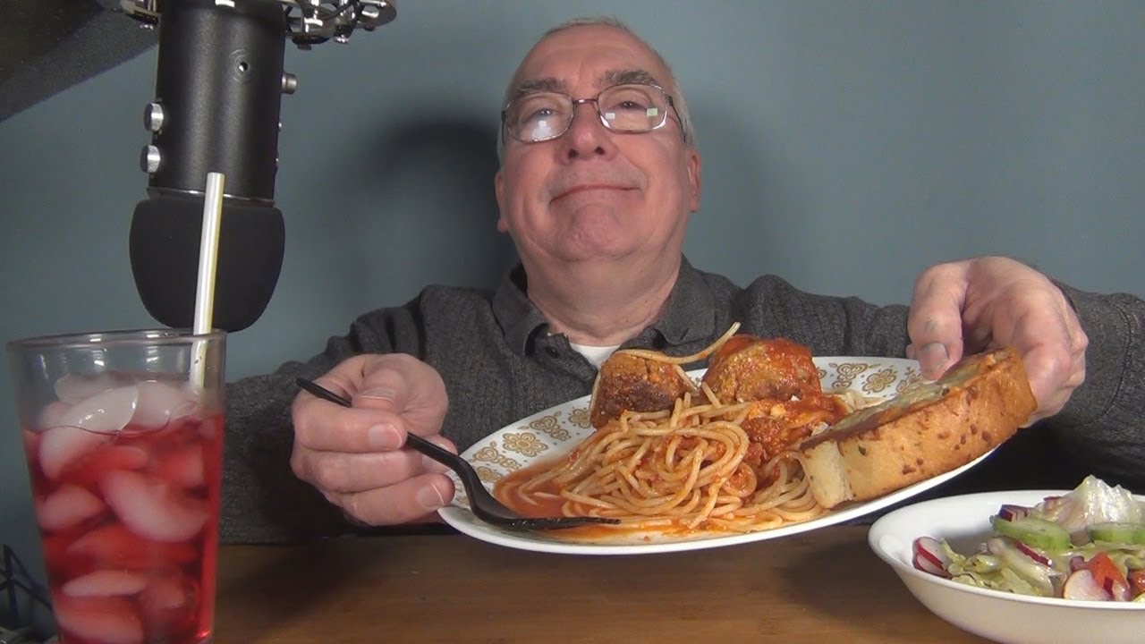 ASMR Eating Meatball and Spaghetti Dinner