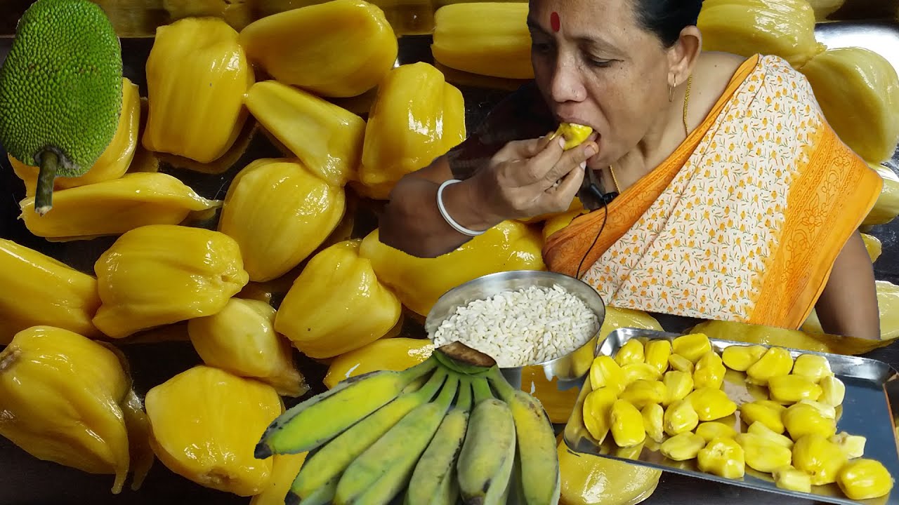 Jackfruit Eating with Puffed Rice Mukbang Delicious Fruit Breakfast