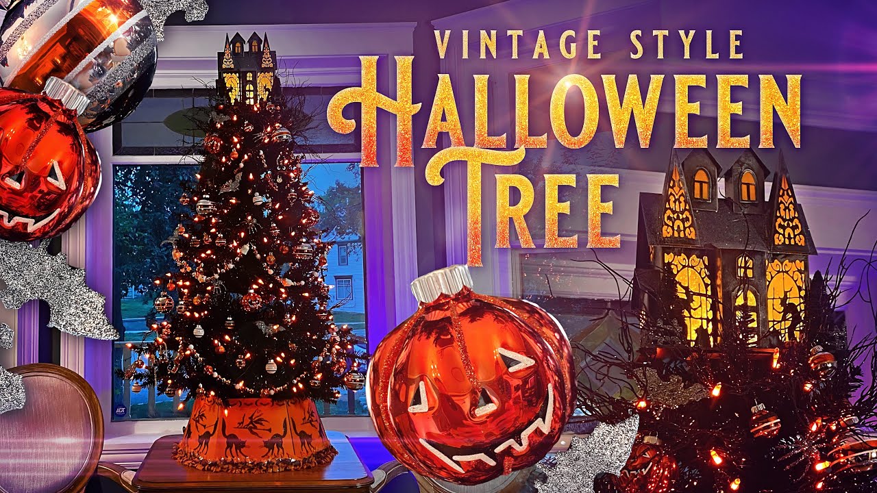 How To Decorate A Halloween Tree - Halloween Tree Decorating Tutorial - Vintage - Decorate With Me