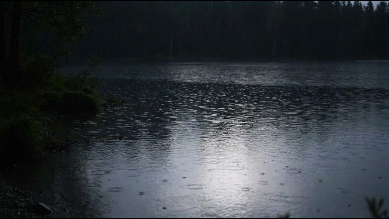 Soft Night Rain at the Lakeside | Calm Ambient Sounds for Sleep | 2 Hours