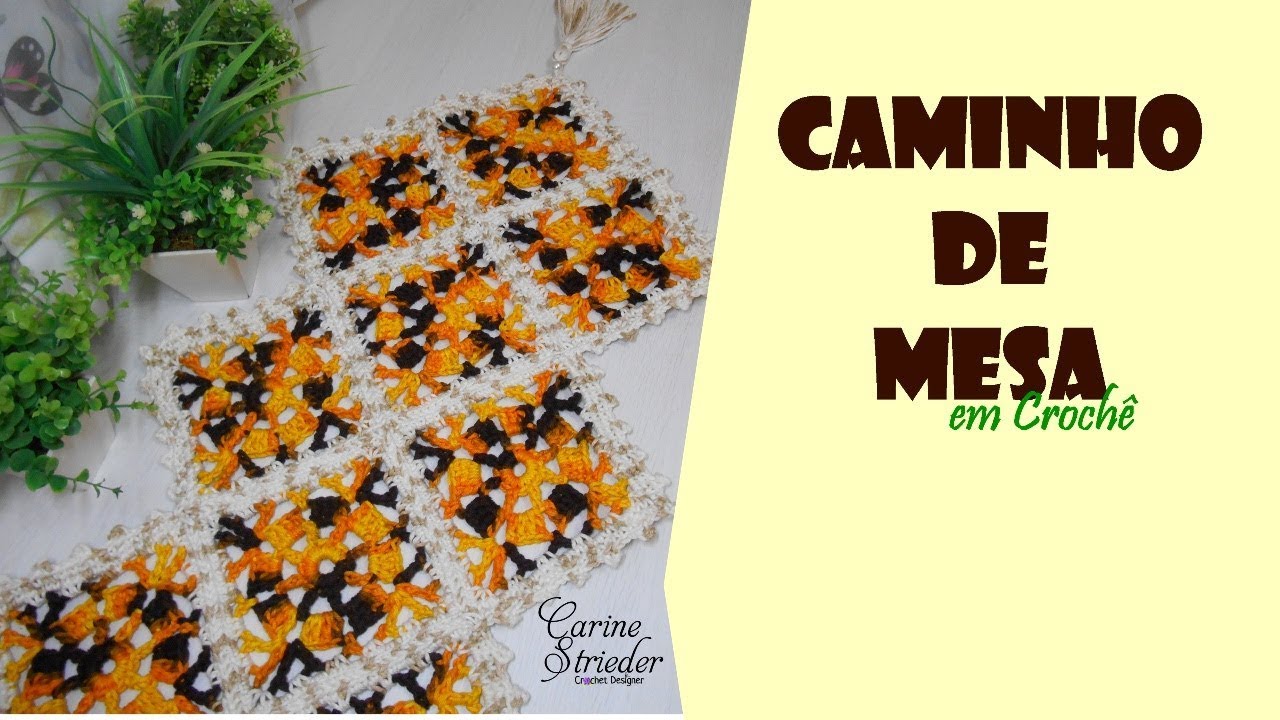Caminho de Mesa em crochê com squares por Carine Strieder