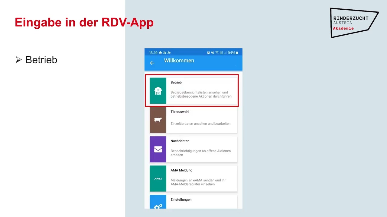 Eingabe von Geburtsverlauf und Geburtsgewicht mit LKV-Herdenmanager oder RDV App