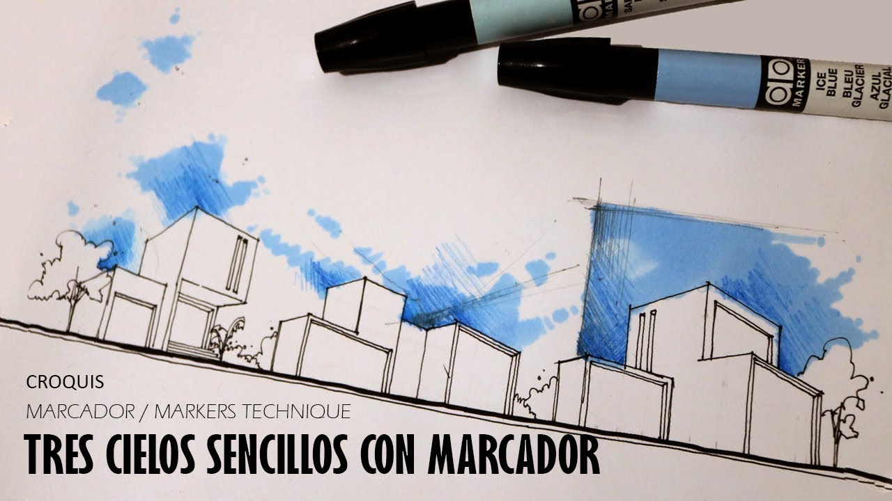 Tres CIELOS sencillos con MARCADOR CHARTPAK
