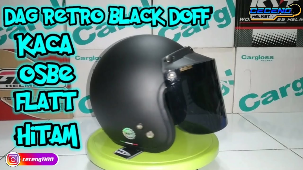 HELM DAG RETRO BLACK DOFF KACA OSBE FLATT HITAM  #reviewhelm #unboxinghelm