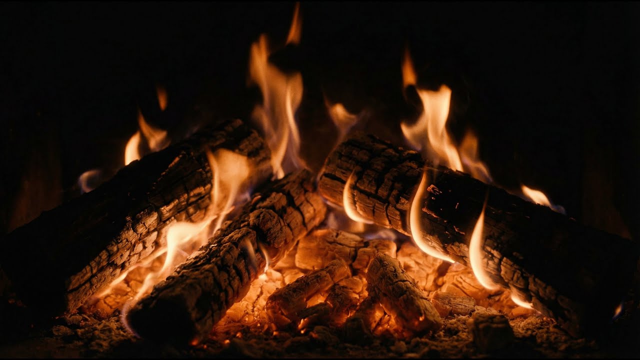 1 Hour Deep Sleep Music 🌙 Fireplace Night Ambient | HoursSilent