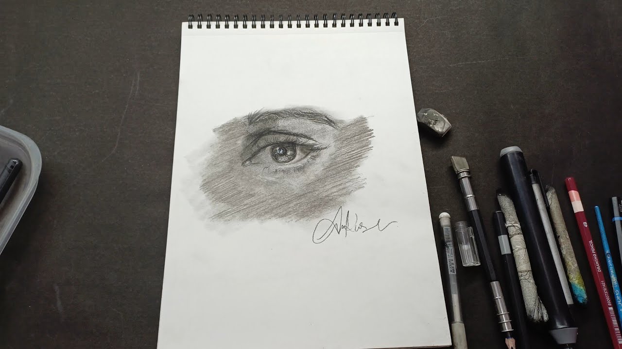 how to draw eye with charcoal 