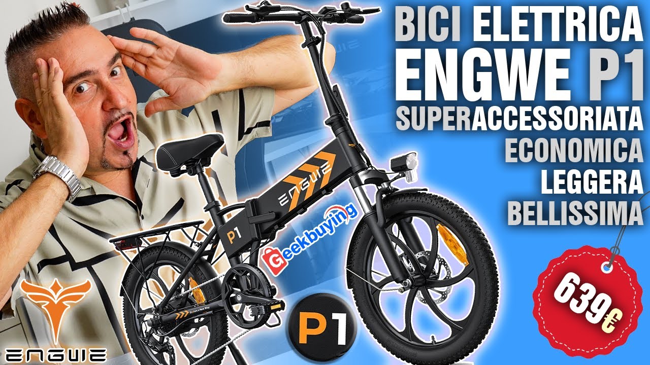 ENGWE P1 Bici Elettrica +Economica +Leggera +Accessoriata +Bella E-Bike Legale con Sblocco Velocità
