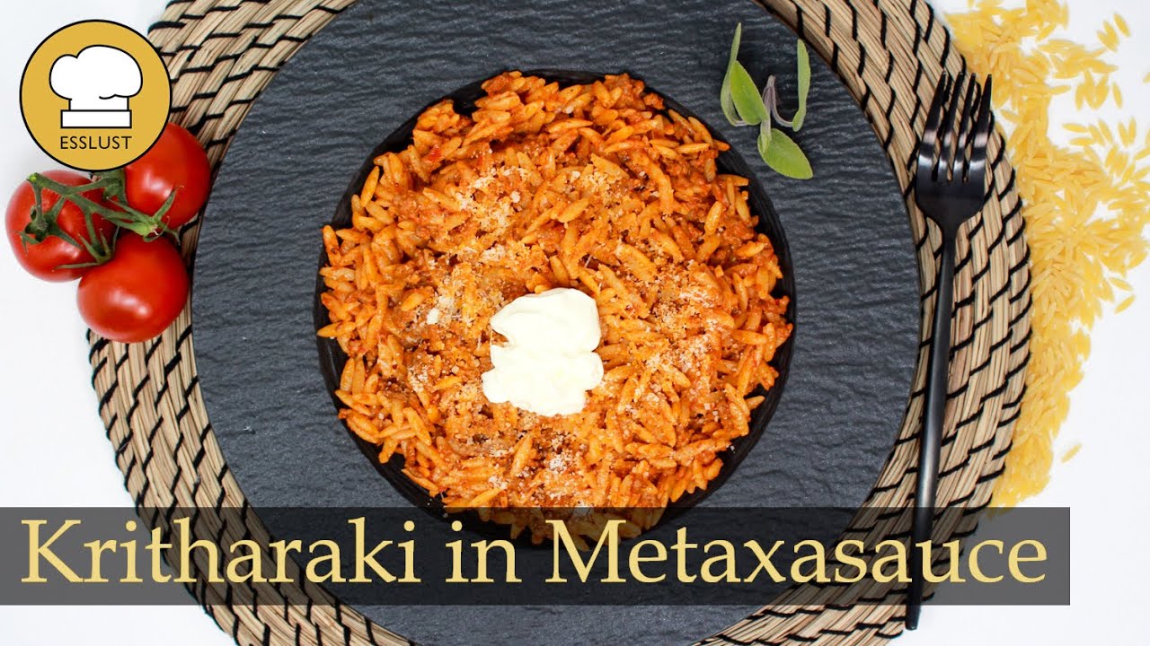 KRITHARAKI mit METAXA-HACKFLEISCH-SAUCE - Griechische Küche