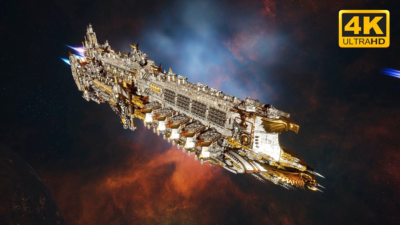 Имперский флот против некронов — мод «Скалгрим» — качество 4K — Battlefleet Gothic Armada 2