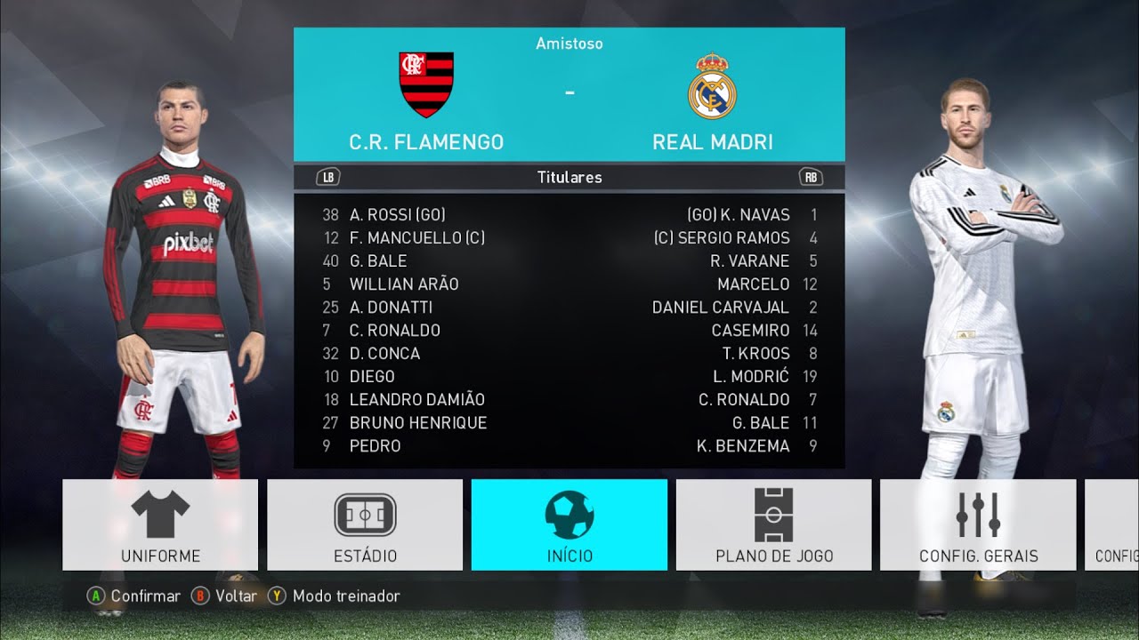 PES18 FLAMENGO X REAL MADRID --- EXIBITION ---- studio live