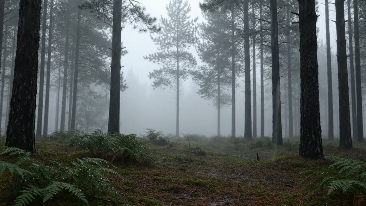 Sleep in a Misty Pine Forest • 8 Hours of Gentle Wind & Nature Sounds