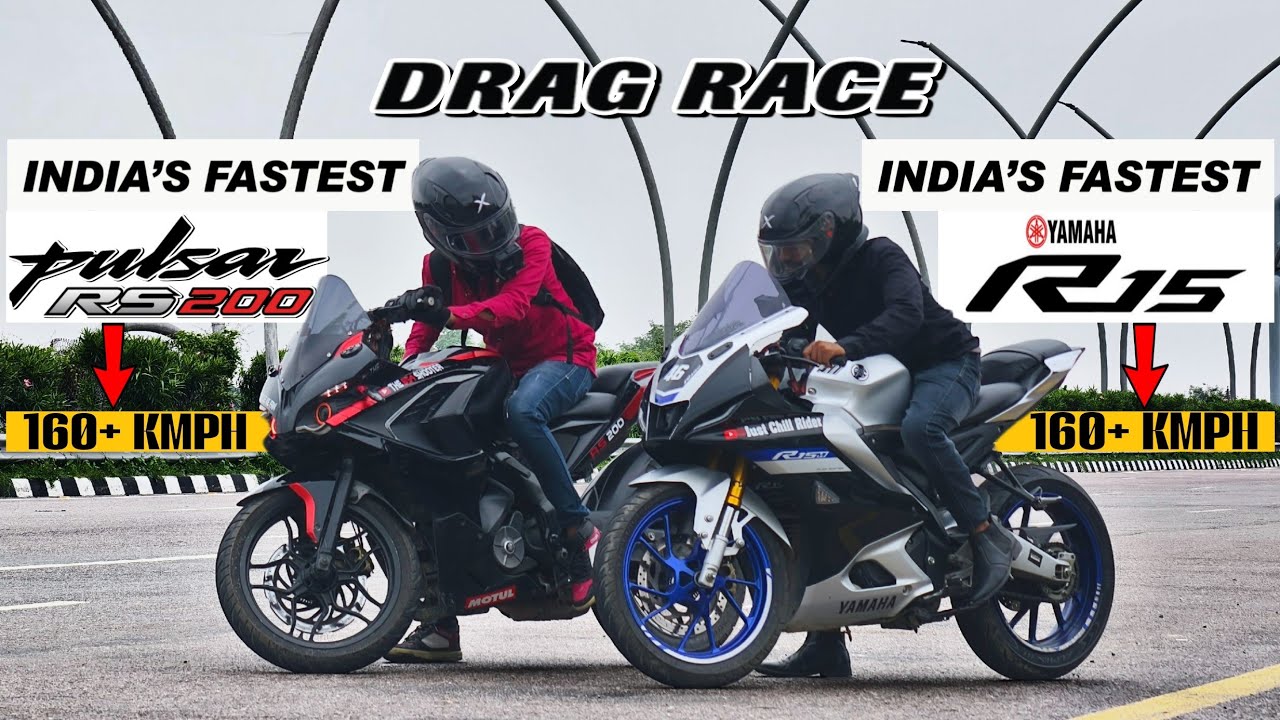 Fastest Pulsar RS200 VS Fastest R15M.|| Drag Race.🔥|| 160+ KMPH 10 Km's Long Battle showdown—·