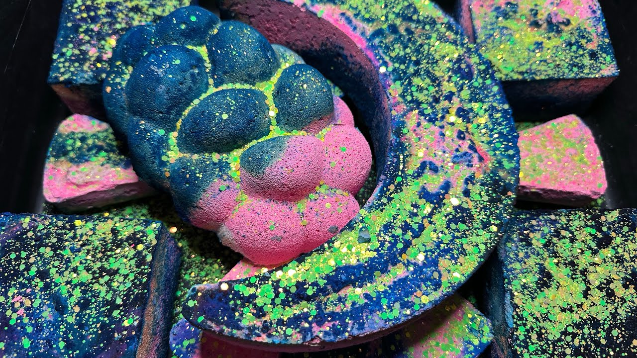 Multicolored Gritty Chalk Reforms & Neon Glitter 🤩 Asmr Satisfying Sleep Aid