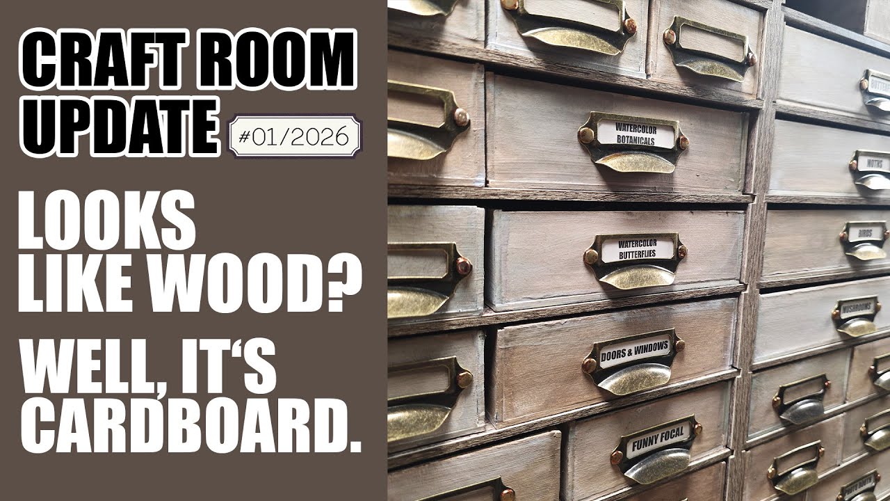 DIY CUSTOM STORAGE DRAWERS FROM CARDBOARD (and they look like old wood!) CRAFT ROOM UPDATE #01/2026