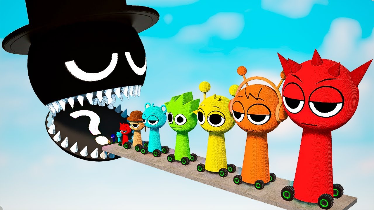 Big & Small INCREDIBOX Sprunki CARS Vs Giant Black Mouth Vs Obstacle Course | TEARDOWN | PART 1