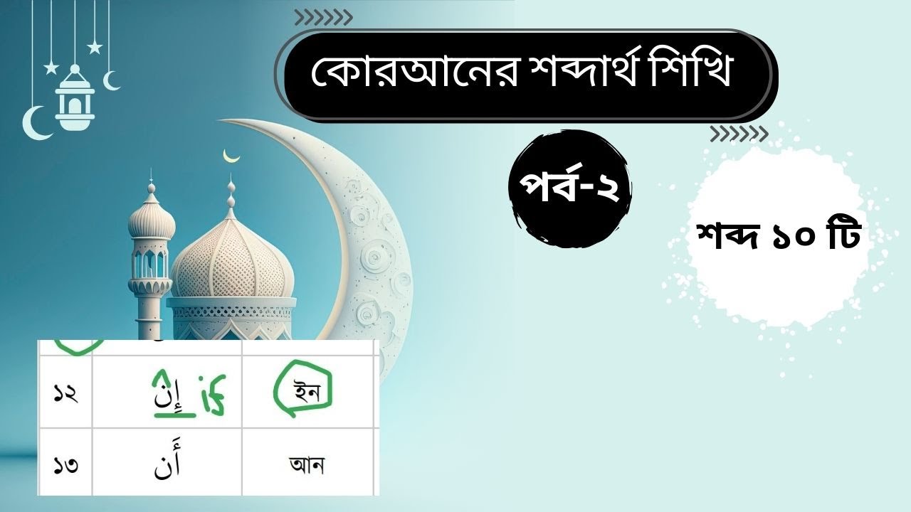 কুরআনের শব্দার্থ | পর্ব-২ | ৬০০ শব্দের মাধ্যমে কুরআনে ৬০০০০+ শব্দাবলী |  islamic golpo bangla