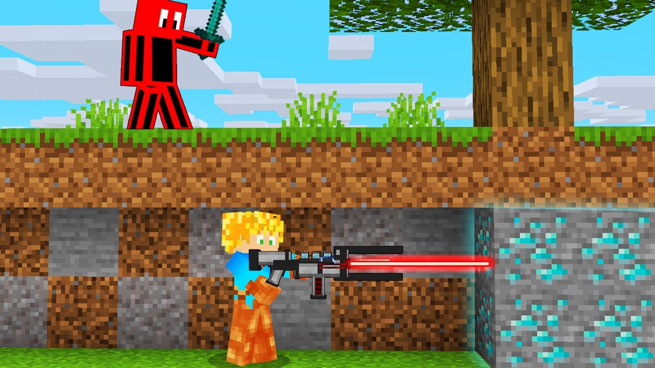 CAÇADOR VS MINERADORA LASER NO MINECRAFT