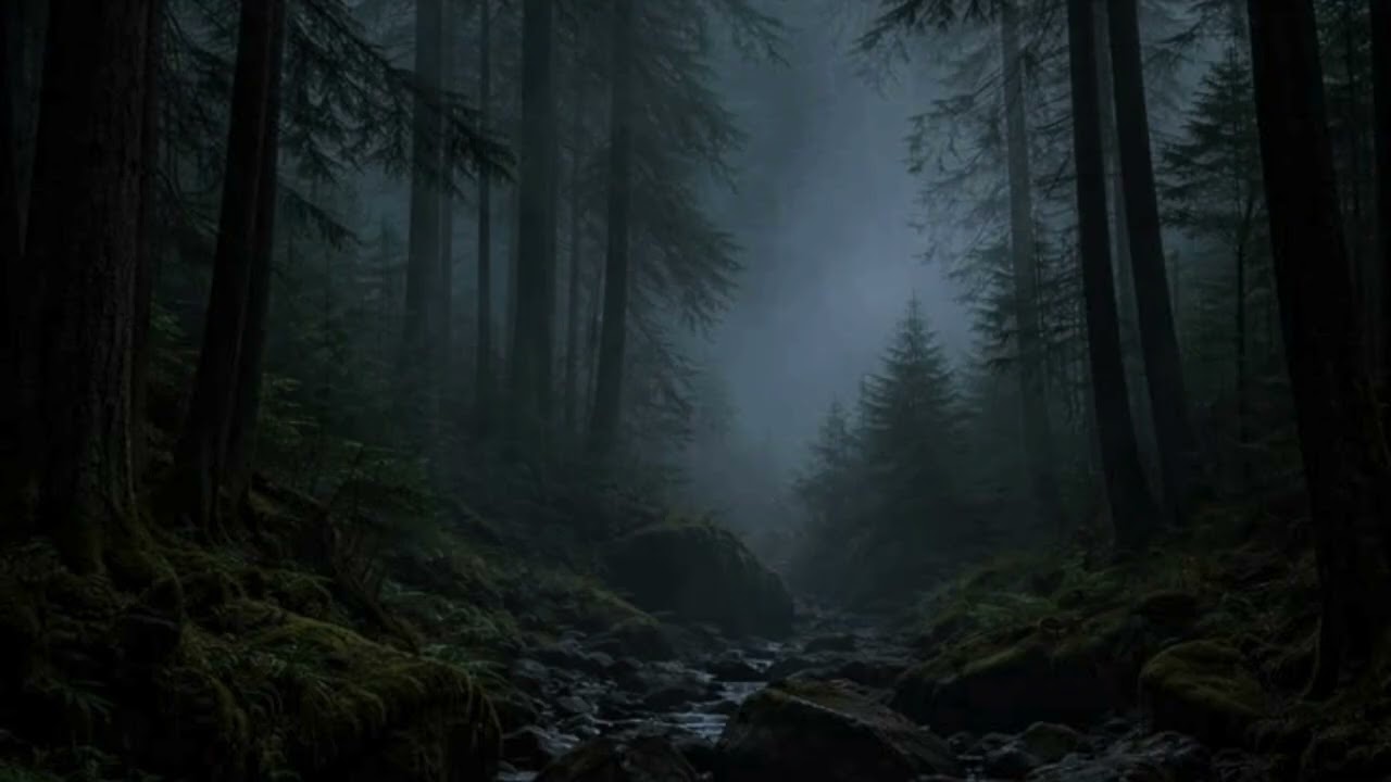Dark Forest Escape ✨ 10 Hours ✨ Dark Screen River Sounds & Gentle Music 🌲Deep Relaxing