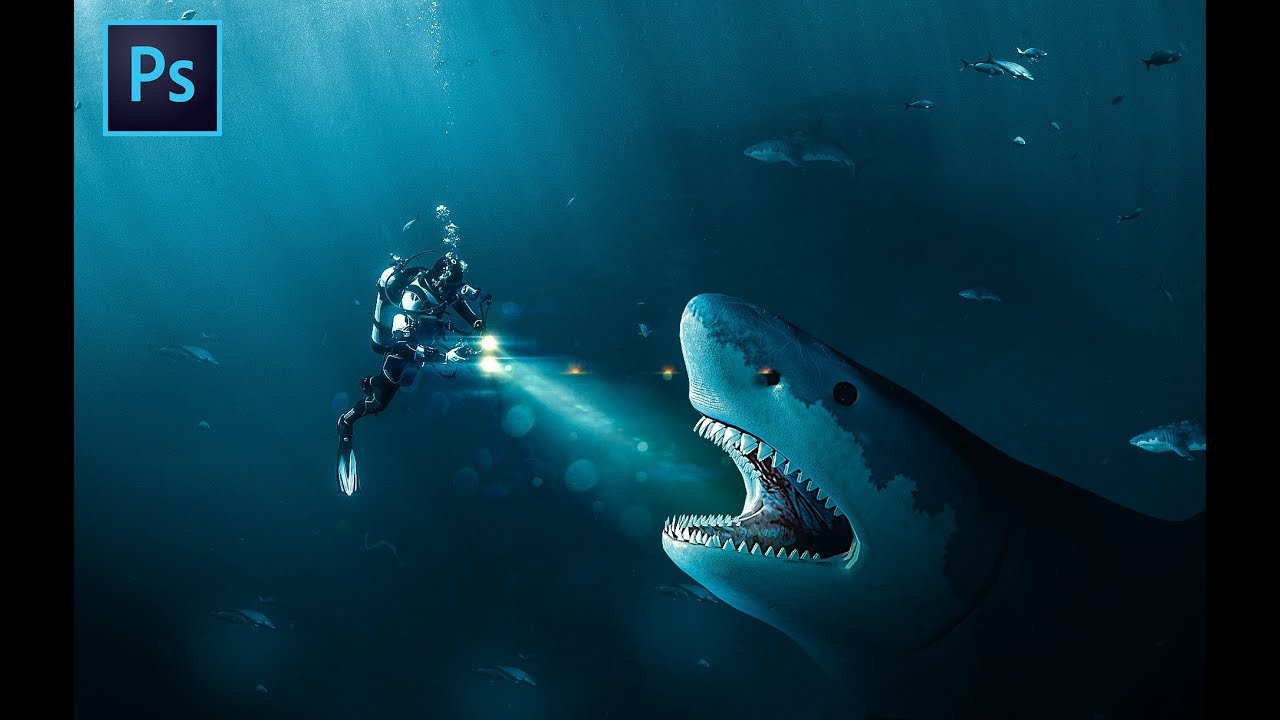Monster Shark Under Water Photoshop Manipulation