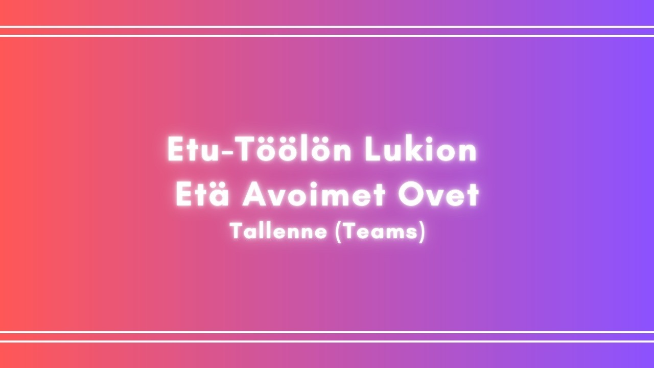 TYLYN ETÄ AVOIMET OVET 2026
