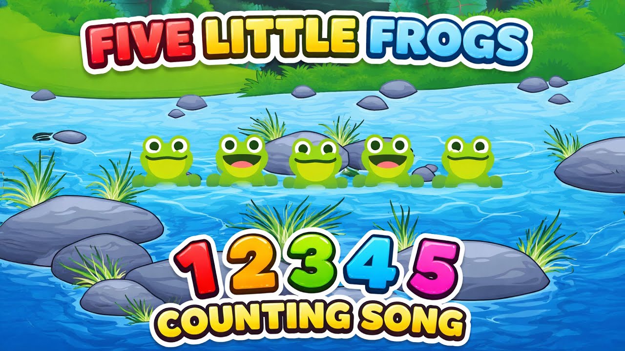 Five Little Frogs Counting Song 🐸 | Learn Numbers 1 to 5 | Kids Educational Song