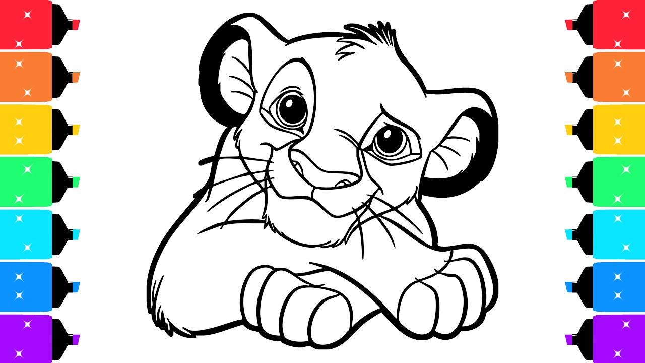 The Lion King Coloring Pages | Coloring Happy Simba Face