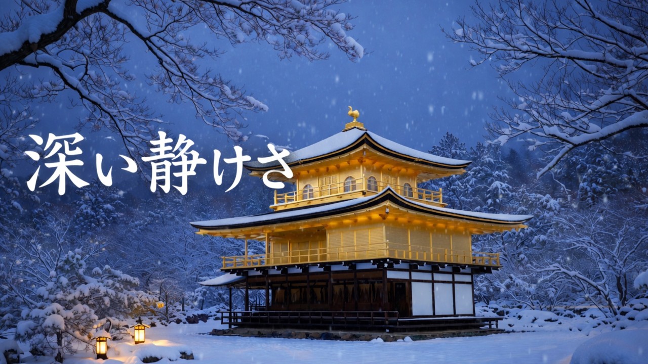静かな冬の夜 ❄️ 雪の寺で心を癒すピアノ音楽 | 深いリラックス・睡眠・瞑想BGM