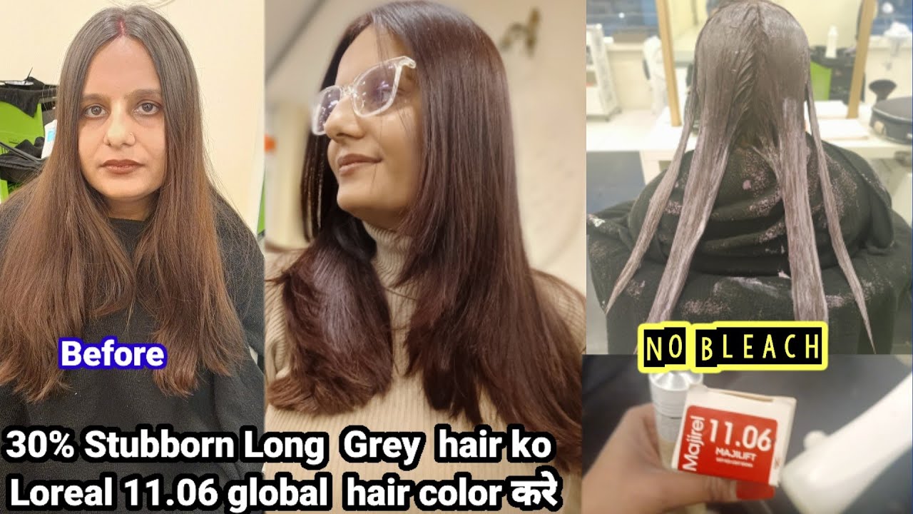 30% Stubborn Long Grey hair ko Loreal 11.06 global hair color करे/#nobleachhaircolor #expert Shyama